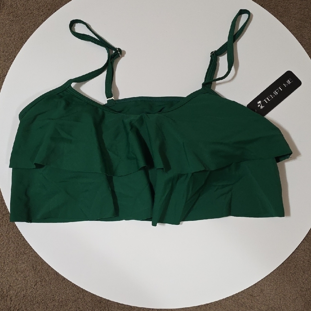 Tempt Me Green Ruffle Bikini Top